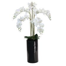 Orchidée artificielle blanche géante pot noir brillant 135cm
