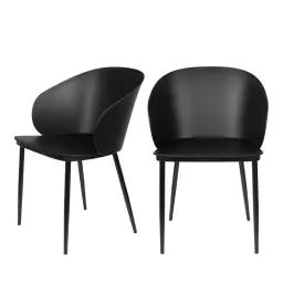 Gigi – Lot de 2 chaises en résine et métal – Couleur – Noir