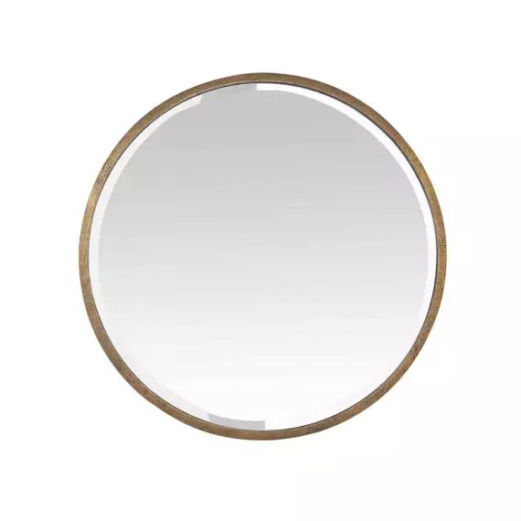 Miroir biseauté rond en métal or D : 60 cm