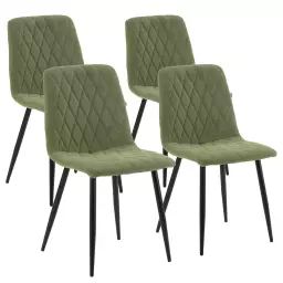 Pack 4 chaises recouvertes de tissu vert