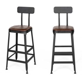 2 chaises de bar métal et simili 75cm marron