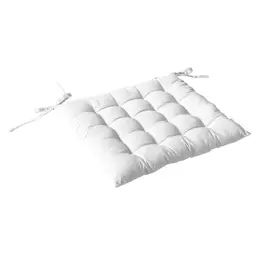 Galette de chaise piquée 16 points en coton et nouettes blanc 38 x 38