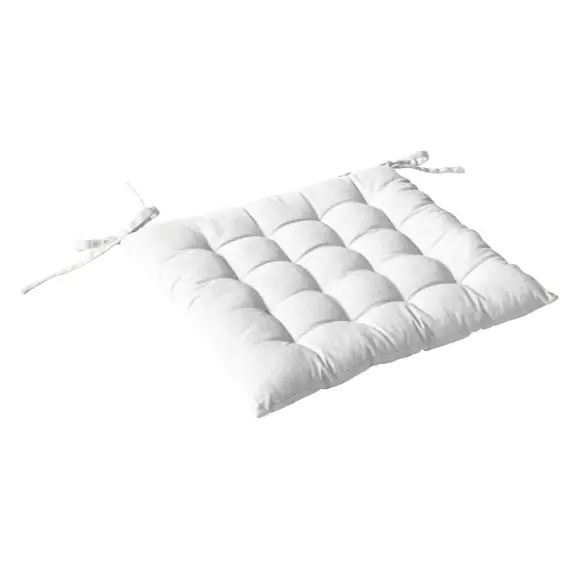 Galette de chaise piquée 16 points en coton et nouettes blanc 38 x 38