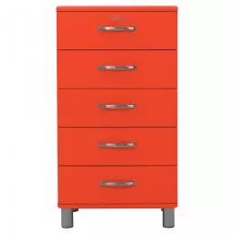 Commode 5 tiroirs style rétro orange