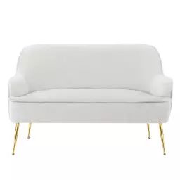 Canapé droit en tissu 2 places blanc