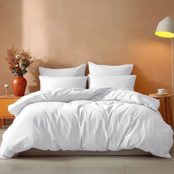 Housse de couette en coton  blanc 140×200 cm