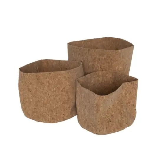 Lot de 3 paniers en liège beige