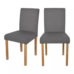 Chaise en tissu gris foncé et pieds en bois d’hévéa (lot de 2)