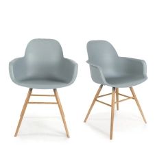 2 fauteuils de table en résine gris clair