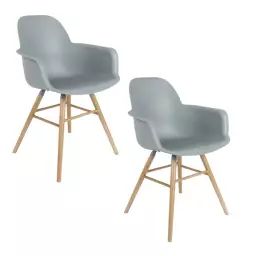 2 fauteuils de table en résine gris clair