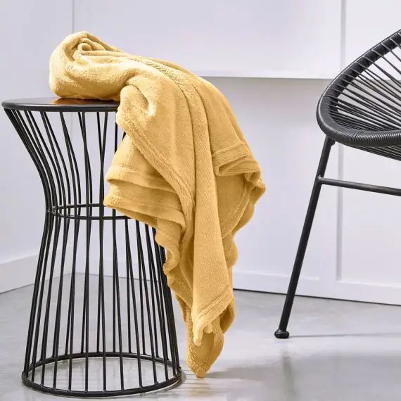 Plaid uni en Polyester Jaune 125×150 cm
