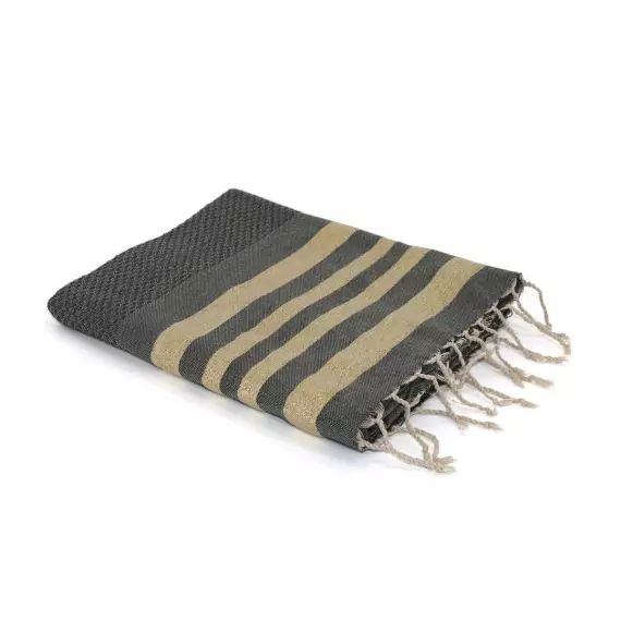 Fouta en coton 100×200 Vert kaki et or