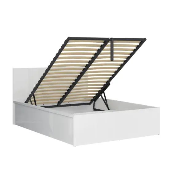 Lit coffre 140×200 sommier inclus blanc