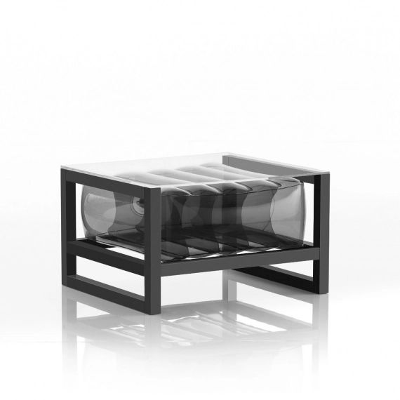 Table basse pvc noire fumée cadre en aluminium