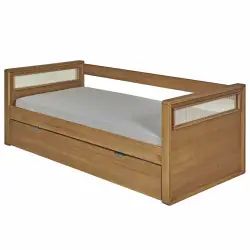 Pack lit banquette gigogne avec matelas bois massif bois 90×200 cm
