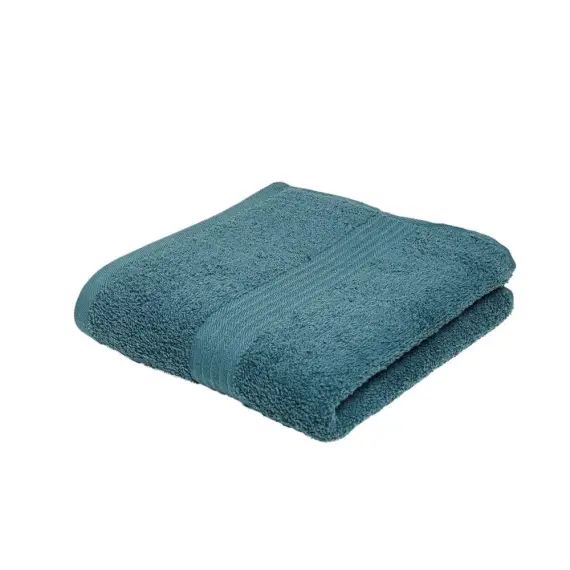 Serviette de bain uni en coton bleu 50×90