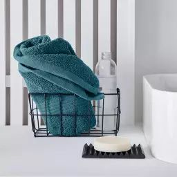 Serviette de bain uni en coton bleu 50×90