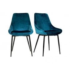 Lot de 2 chaises design velours côtelé Bleu Ciel