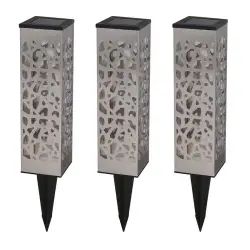 3 balises solaires à piquer/poser Acier inoxydable GrisH31CM