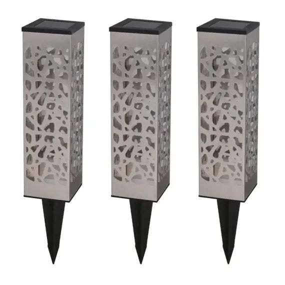 3 balises solaires à piquer/poser Acier inoxydable GrisH31CM
