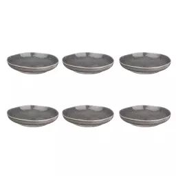 Lot de 6 assiettes creuses en grès gris D22.5