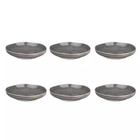 Lot de 6 assiettes creuses en grès gris D22.5