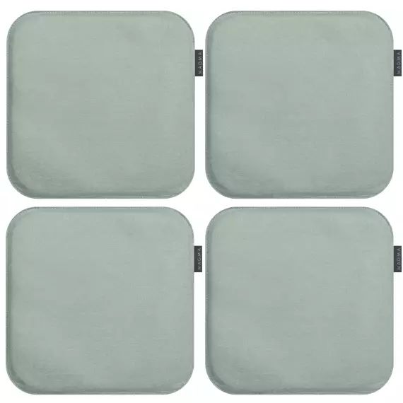 Galettes de chaises carrées vert de gris – Lot de 4 – env. 35×35 cm