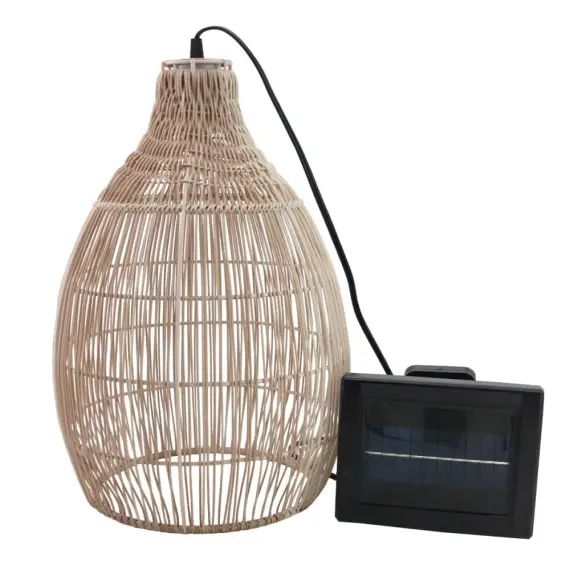 Suspension solaire bohème Polyrotin Beige H42cm