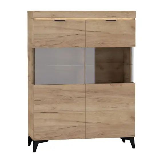 Vaisselier 2 portes LED inclus panneaux stratifiés naturel