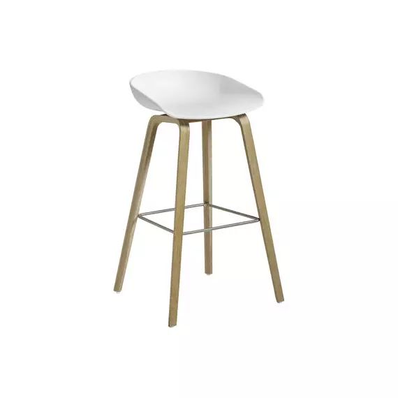 Tabouret de bar About a stool en Plastique, Chêne savonné – Couleur Blanc – 50 x 46 x 85 cm – Designer Hee Welling