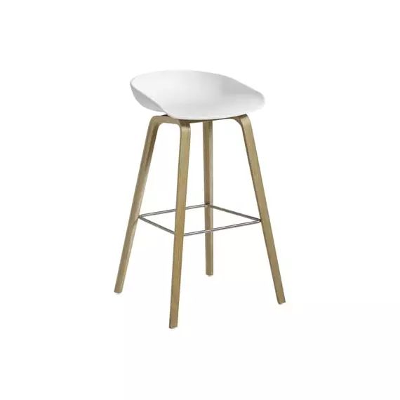 Tabouret de bar About a stool en Plastique, Chêne savonné – Couleur Blanc – 50 x 46 x 85 cm – Designer Hee Welling