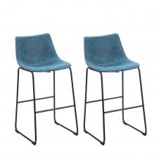 Lot de 2 chaises de bar en tissu bleu