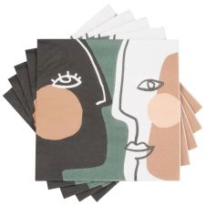 Serviettes en papier imprimé visages multicolores (x20)
