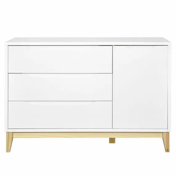 Commode effet bois blanc et bois