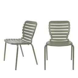Vondel – Lot de 2 chaises de jardin en métal – Couleur – Vert de gris