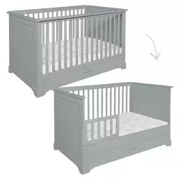 Chambre bébé : Trio – lit évolutif 70×140 commode armoire gris