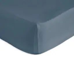 Drap housse en percale de coton PURE 160×200+28 cm bleu