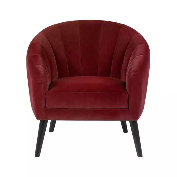 Fauteuil ARIEL tissu velours rouge