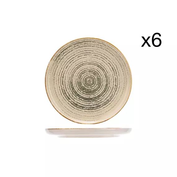 Lot de 6 Assiettes à dessert en Grès, gris, D20 cm