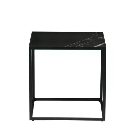 Side – Table basse en porcelaine et métal 45x45cm – Couleur – Noir