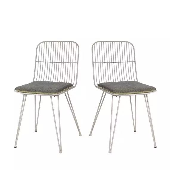 Lot de 2 chaises design en métal gris clair