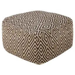 Pouf en laine marron et beige 60 x 60 cm