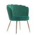 image de fauteuils scandinave Fauteuil coquillage en velours 1 place  vert sapin et doré