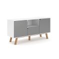 image de meubles tv scandinave Meuble TV 2 portes 1 tiroir 1 niche L140 cm – Gris