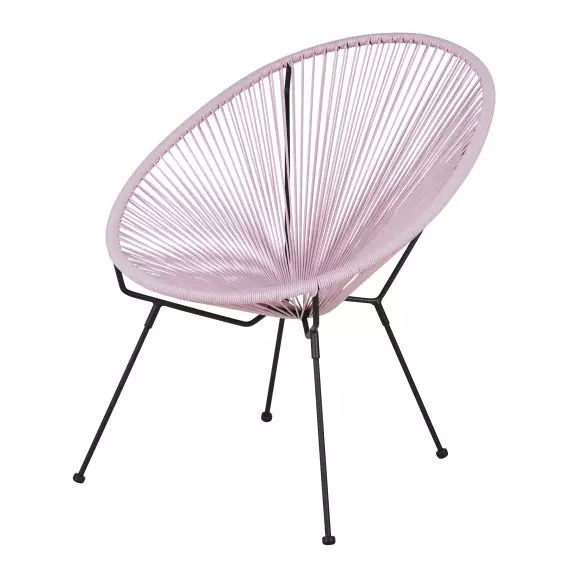 Fauteuil de jardin rond en acier noir et résine mauve