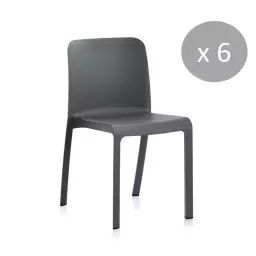 Pack de 6 chaises design en résine recyclée anthracite