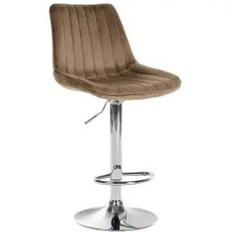Tabouret de bar velours ajustable pivotant velours Marron