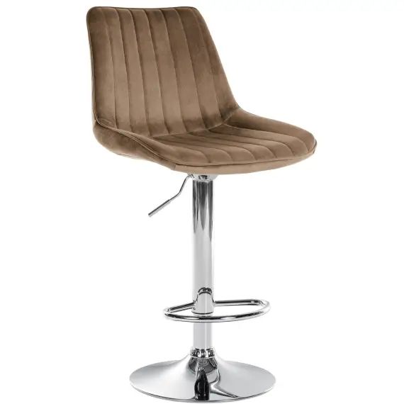 Tabouret de bar velours ajustable pivotant velours Marron