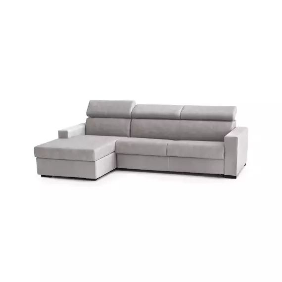 Canapé d’angle fixe 3 places en tissu gris