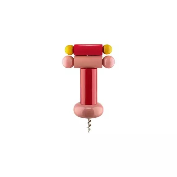 Tire-bouchon  100 Values Collection en Bois, Hêtre massif tourné certifié FSC – Couleur Rose – 12.16 x 12.16 x 18 cm – Designer Ettore Sottsass